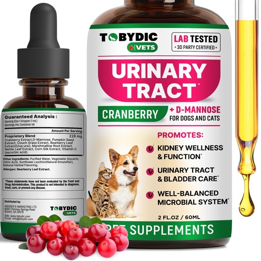[BRSROGD3BYCBMF3J] Cat & Dog UTI Treatment & Urinary Tract Infection Remedy with Cranberry & D-Mannose - Feline Natural Medicine for UTI Relief - Kidney + Bladder Support Supplement - Pet Renal Health