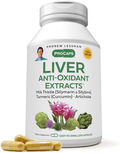 [BRSWKHDYOYAGGCD6] ANDREW LESSMAN Liver Anti-Oxidant Extracts 30 Capsules - Supports The Hard-Working Tissues of The Liver, Promotes Optimum Liver Health and Function. Milk Thistle, Turmeric and Artichoke Extracts