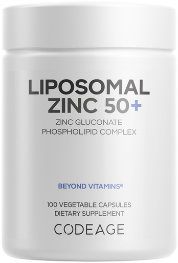 [BRSW2FDRAEDQGYLP] Codeage Liposomal Zinc Supplement – 3 Month Supply – One Per Day - 50 mg Zinc Gluconate Vitamin Pills - Essential Mineral Supplements Liposomal Delivery Matrix - Vegan Non-GMO - 100 Capsules