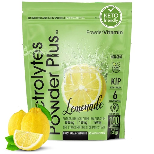 [BRSRM2TRCMPBS23V] PowderVitamin Electrolytes Powder Plus Keto, Lemonade (100 Servings) 0 Sugar, No Maltodextrin,1000mg Potassium,120mg Calcium,120mg Magnesium,Organic Vitamin C,Zero Calories, Energy Hydration Powder