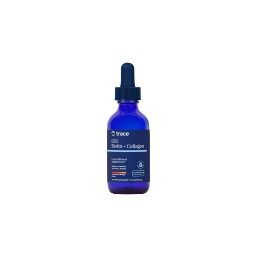 [BRSRMGIYDEMAAFY3] Trace Minerals Ionic Biotin + Collagen - Skin Supplement for Healthy Hair & Strong Nails - Liquid Biotin & Collagen - Supports Mineral Balance - Strawberry Mango Flavor - 2 fl oz (29 Servings)