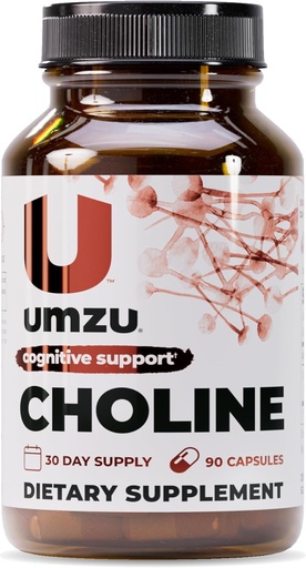 [BRSRMYLQCEFQK2A4] UMZU Choline Supplement for cognitivo and Hormonal Support | Acetilcoline Booster axuda ao foco cerebral, memoria e metabolismo | promove a saúde do fígado e equilibrio de estróxenos (30 días de subministración | 90 cápsulas)