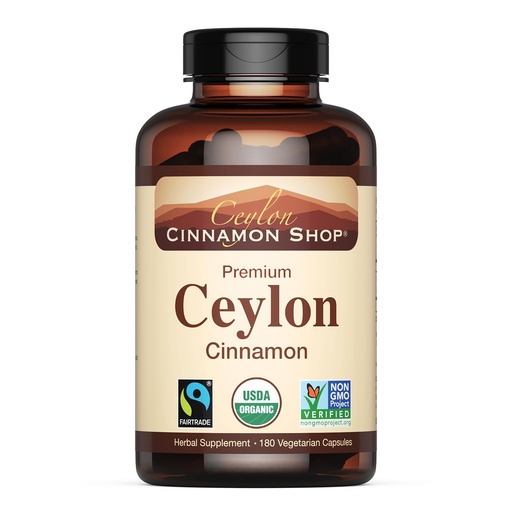 [BRSWIEL3BJYR6HDK] Ceylon Cinnamon Shop Organic Ceylon Cinnamon (100% Certified) Supplement, 180 Capsules, 3 Month Supply