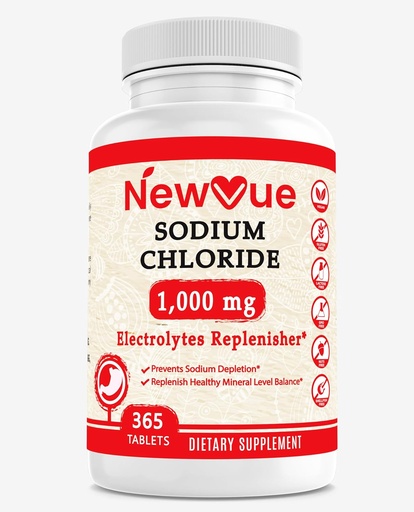 [BRSROCYLBZYRYH32] Sodium Chloride 1000mg, 365 Tablets - Salt Tablets, Non-GMO, Gluten Free - Drink with Electrolytes Replaced Hydration