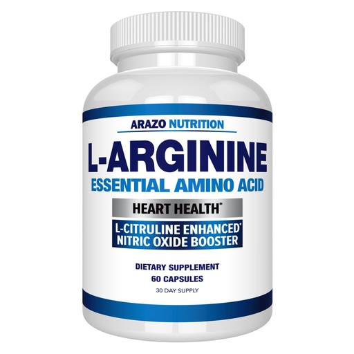 [BRSWKFA7CJ4RMCT6] Arazo Nutrition Premium L Arginine - 1340mg Nitric Oxide Booster with L-Citrulline & Essential Amino Acids for Muscle Gain and Energy - Powerful NO Booster to Train Longer & Harder – 60 Capsules
