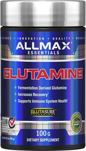 [BRSWIYYZBIGGCFDM] AllMAX 基本材料 GLUTAMINE - 100 g 粉末 - 发酵 - 惯用Glutamine - 增加恢复和支持免疫系统 - Gluten Free & Vegan - 20 services