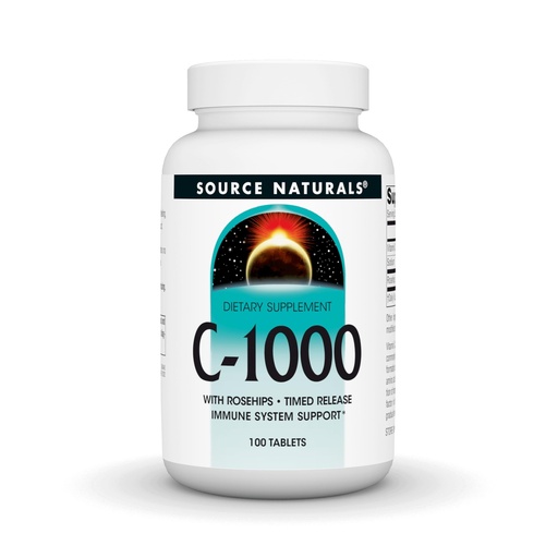 [BRSWIY3ROYDB2DTO] Source Naturals C-1000, with Rose Hips 1000 mg for Immune System Support - 100 Time Release Tablets