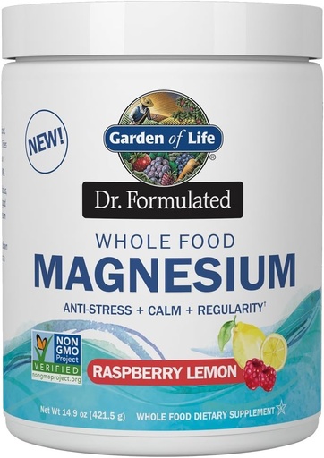 [BRSWG2YNOAIWKAY6] Tuin van het leven Whole Food Magnesium Poeder, 421,5 g - Raspberry Citroen, Veganistisch, Gluten en Suikervrij