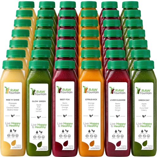 [BRSWGYYKB4BWOYL2] 7 Day Juice Cleanse by Raw Fountain, All Natural Raw Detox Cleanse, Cold Pressed Juice Fast, Great Way to Jumpstart a Healthy Diet, Kosher, Vegan, NO Sugar Added, 42 Bottle 12oz