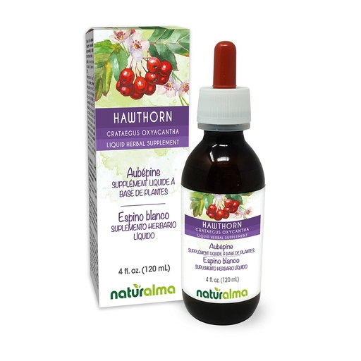 [BRSWYCT3OR4GEHTO] Naturalma Hawthorn (Crataegus oxyacantha) Leaf and Flower Alcohol-Free Tincture - 4 fl oz Liquid Extract in Drops - Herbal Supplement - Vegan