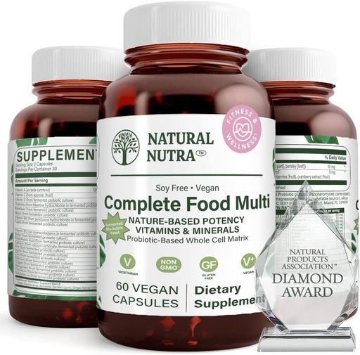 [BRSWGEAEB56R43I2] Natuurlijke Nutra Whole Food Compleet Multivitamine en Mineraal voor Vrouwen en Mannen, Energie Booster, Helpt Behoud Bone Health Supplement, Verbetert de hersenfunctie en de huid, helpen verbeteren Immuniteit 60 Capsules