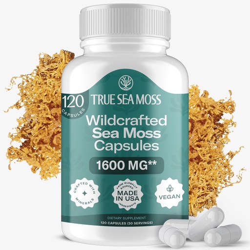 [BRSW2BD7PMPBGETU] TrueSeaMoss Irish Sea Moss Capsules - 120 Sea Moss Capsules (1600mg) - Fruit Extracts Superfood - For Overall Wellness
