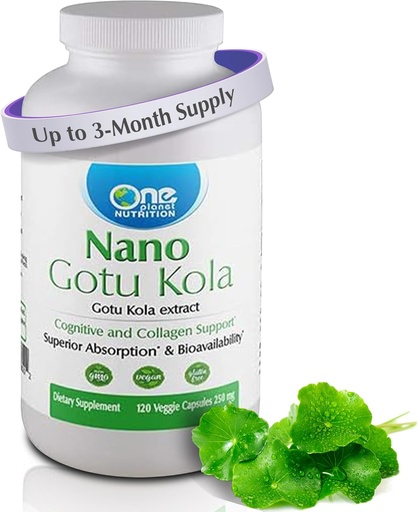 [BRSWYAQ6OIBR6YL7] One Planet Nutrition Nano Gotu Kola 250 mg Veggie Capsules (120 Servings), Gotu Kola Extract, Nano for Enhanced Absorption, Enhances Brain Function & Collagen Synthesis, Non-GMO, Vegan, Gluten-Free