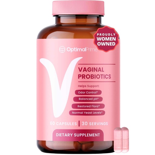 [BRSROBI3OACQICLO] Optimal Prime Vaginal Probiotics for Women with Prebiotics, Cranberry Extract, and a Lactobacillus Probiotic Blend, Supports Healthy Vaginal Flora, Odor Control, pH Balance, 60 Capsules