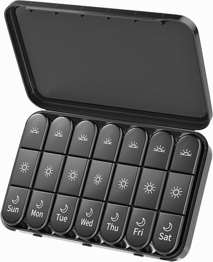 [BRSRAFD6CJ5AI2TU] Daviky Weekly Pill Organizer 3X a Day, Large Pill Box 7 Day 3 Times a Day with Separate Light-Proof Container, Portable Travel Pill Case for Medication, Vitamins, Fish Oil and Supplements