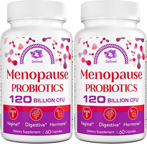 [BRSRAZIYOIFWEE3V] Menopause Supplements for Women, 120 Billion CFU Probiotics for Women, All-Natural Probiotic Supplements for Menopause Hot Flashes, Night Sweats, Mood Swings and Hormone - 120 Herbal Capsules