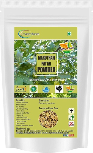 [BRSWKHDZB4AQ4HDA] neotea Marutham Pattai Powder | Organic Arjuna Bark Powder | Terminalia Arjuna | Ayurvedic Heart Health Powder 300 GM