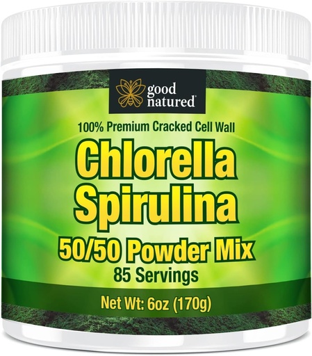 [BRSWG2Q2BEHA4G3Z] Premium Chlorella Spirulina Powder | 85 SERVINGS | Non-GMO | Sunlight Grown | Deep Green Color | Cracked Cell Wall | Alkalyzing | High Protein | Vegan Capsules | Good Natured