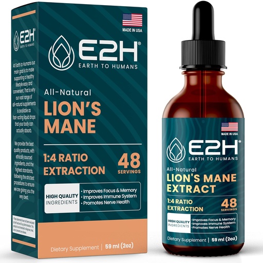 [BRSW2FAEOZ6GOELX] Lions Mane - Lions Mane Supplement - Promotes Mental Clarity, Memory & Focus - Lions Mane Liquid for Immune Support - Mushroom Tincture - 2 Fl Oz by E2H