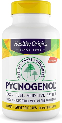 [BRSWIFYPAB7RWED4] Origem saudável Pycnogenol 150 mg, Extrato de pinho marinho francês, Natures Super Antioxidante, Antioxidante, Não-GMO, Vegan, 120 Cápsulas Veggie