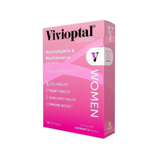 [BRSWIFD5ARYB2C34] Vivioptal Women, 30 Capsules, CoQ10 & Omega-3, Multivitamin & Multimineral, Gluten Free, German Formula