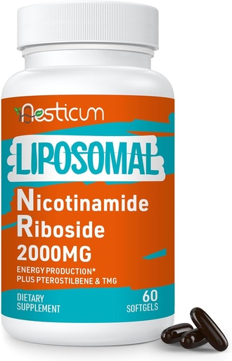 [BRSRAEI7BAMRYCI6] 2000 MG Liposomal Nicotinamide Riboside Supplement with TMG & Pterostilbene, Superior to Niacinamide for Energy, Immunity, Age Resistance, 60 Softgels