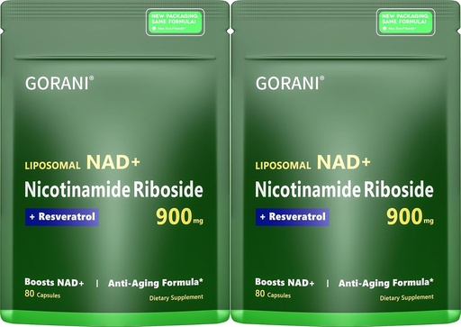 [BRSRAGAZBF6AKE3B] Gorani NAD+ Suplemento 900MG – Nicotinamide Riboside, Liposomal Resveratrol " Quercetin – Apoya la energía celular y la salud antioxidante – 80 cápsulas