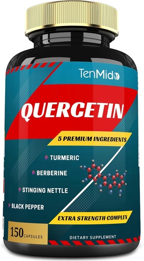 [BRSWYCYTPJ5A42Q7] Quercetin Supplements Capsules - Supports Immune System & Heart Health, Antioxidants with Berberine, Stinging Nettle, Turmeric, Black Pepper - 150 Capsules - 5 Months Supply