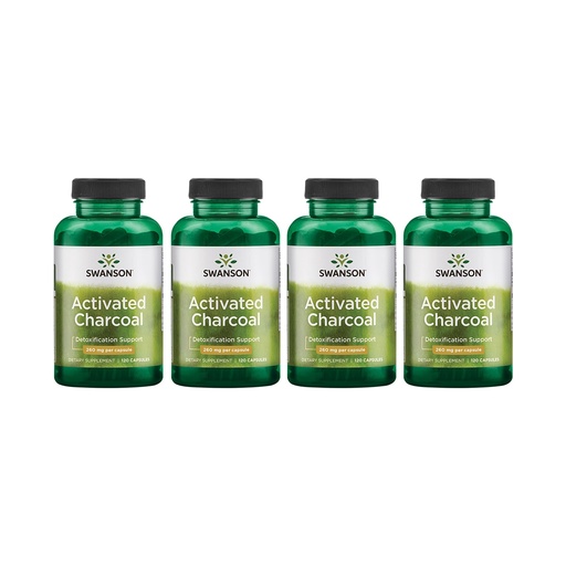 [BRSWGZIBDENB6DQ3] Swanson Activated Charcoal Digestive Support Supplement for Digestive-Comfort-Seeking Adults - 260 mg Per Capsule (120 Capsules, 520 mg Per Serving, 4 Pack)