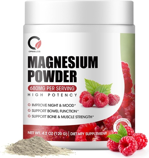 [BRSRAEDRBEARSCAZ] Magnesium Glycinate Powder - 680mg Magnesium Complex Supplement with Magnesium Citrate, Oxide & Vitamin A C D E for Calm, Night & Muscle Support - Vegan, Non GMO (60 Servings, 120 Grams)