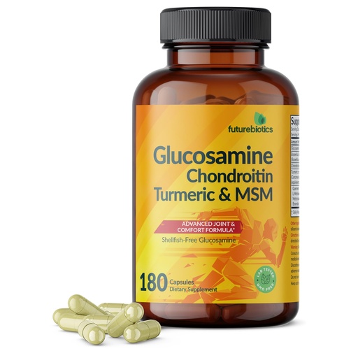 [BRSROCQ5DMFR4EL6] Futurebiotics Glucosamine Chondroitin Turmeric & MSM Advanced Joint Formula, Supports Healthy Joints & Mobility - Non-GMO, 180 Capsules