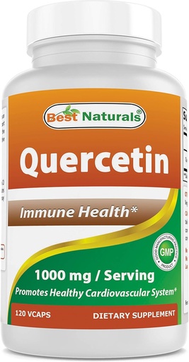 [BRSWGCYKCQNB4D3V] Bästa Naturals Quercetin 1000 mg/Serving 120 Veggie Capsules (120 greve av 1)