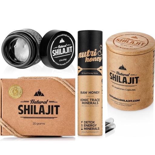 [BRSROAY3CQNRSYDD] NATURAL SHILAJIT Resin 20G, Shilajit Honey Sticks 30 Count Capsules 60 Count