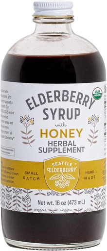 [BRSWGC3QAQIRG2Q4] Syrup with Raw Honey – Delicious, Gluten-Free Herbal Supplement with Potent Immune Benefits Made from Only Organic Ingredients in Small Batches in The USA - 16oz