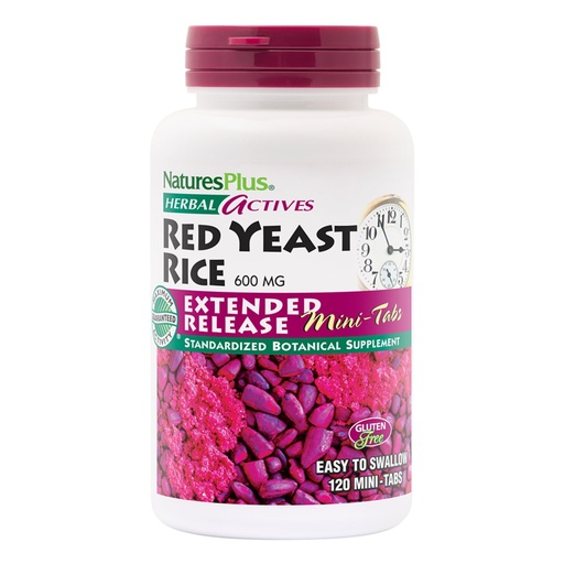 [BRSWIYQEAEOWKH32] NaturesPlus Herbal Actives Red Yeast Rice, Extended Release - 120 Mini-Tabs - Non-GMO, Vegetarian, Gluten Free - 60 Servings