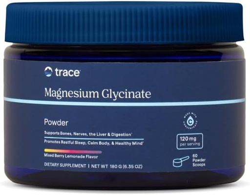 [BRSROHQ2OEHREAYU] Trace Minerals Magnesium Glycinate 120mg - Powder Mix to Support Digestive Health - Aid Sleep & Muscle Relaxation - Highly-Absorbable Magnesium Supplement - Mixed Berry Lemonade, 180g (60 Servings)