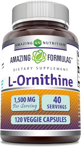 [BRSWGAD7OUJQAH3D] Amazing valemid L-Ornithine 1500 Mg ühe serveeritava köögiviljakapslite täiendus | Mitte-GMO | Gluteenivaba | valmistatud USAs (120 loend)