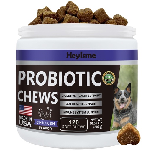 [BRSROGAZDMIBUDI4] Probiotics for Dogs, Improve Yeast Balance, Itchy Skin Itchy Ears, Gut Health, Allergies, Immunity, Dog Probiotics and Digestive Enzymes with Prebiotics - Reduce Diarrhea (Chicken, 120 Chews)