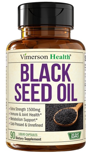 [BRSROELQAQCAAG3K] Black Seed Oil - Cold Pressed Black Seed Oil Capsules - Provides Vitamin E & Omega 3 6 9 - High Potency (1500mg) for Immune & Joint Support, Antioxidants, Digestion, Hair Skin Nails - Vegan 90 Caps