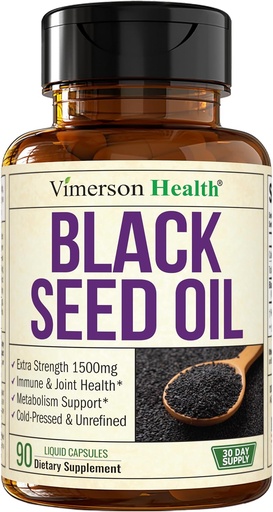 [BRSROELQAQCAAG3K] Black Seed Oil - Cold Pressed Black Seed Oil kapsulak - E & Omega 3 6 9 bitamina ematen du - Potentzia handia (1500mg) Immune & Joint Support, Antioxidants, Digestioa, Ile-koloreak - Vegan 90 Caps