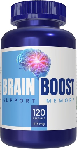 [BRSRAZT5OAGWKHLJ] Brain Boost Supplement, 120 kapslar, icke GMO, Gluten Free, stöder minne, fokus och koncentration