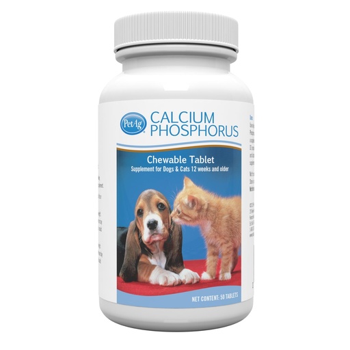 [BRSWIZQLBZYB63I5] PetAg Calcium Phosphorus Tablets - 50 Tablets - Daily-Use, Chewable Supplement for Dogs & Cats 12 Weeks and Older - Fortified with Vitamin D