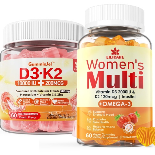[BRSRAYYYAUPRQDL3] LILICARE Sugar-Free Vitamin D3 K2 Filled Gummies + Multivitamin for Women Gummies