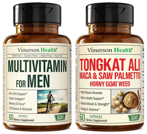 [BRSRAGIZOV7GCF3V] Vimerson Health Multivitamin for Men & Tongkat Ali for Men with Horny Goat Weed, Maca Root Powder, Tribulus Terrestris, Saw Palmetto Extract