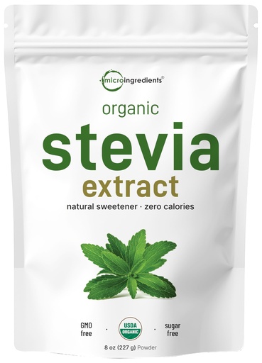 [BRSWKFQZCR6BYYIZ] Micro Ingredients Pure Organic Stevia Powder, 8 Ounces, 1418 Serving, Highest Grade Stevia Green Leaf Extract Reb-A, Reduced Bitter Aftertaste, 0 Calorie, Natural Sweetener, Sugar Alternative, Keto Friendly