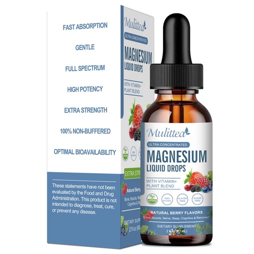 [BRSRAZITOUMQAGY6] Magnesium Glycinate Liquid Drops with L-Theanine, Ashwagandha & Saffron - Herbal Sleep & Calm Support with Chamomile, Passionflower & Kava - Relaxation, Mood & Nerve Support - Sugar Free - 1 Pack