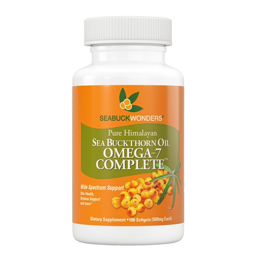 [BRSW2ZQ5A4BGGG37] SeabuckWonders Organic Sea Buckthorn Oil Omega-7 Complete, 180 Softgels, 90 Day Supply, with Omega 3, 6 & 9, Supports Hair, Skin & Nails, 100% Pure with Zero Filler Oil