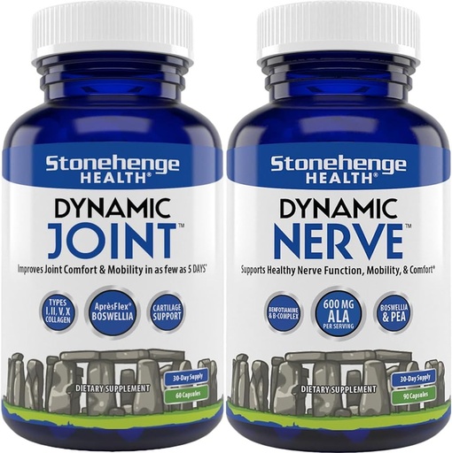 [BRSRAHQEPMCROAL2] Stonehenge Health Dynamic Joint & Dynamic Nerve Bundle Supplements Supports: Joint Discomfort, Stiffness, Support Comfort, Tingling, Numbness, Burning, Joint Health