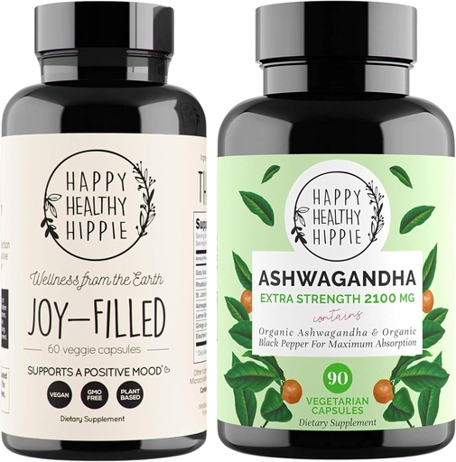 [BRSROBA3O4HGACTK] Happy Sund Hippie Joy- Filled Mood Support Supplement + Organic Ashwagandha Stress Support Supplement