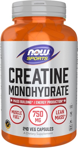 [BRSROAIPOAOQO33G] AHORA Foods Sports Nutrition, Creatine Monohydrate 750 mg, Mass Building*/Energy Production*, 240 Veg Capsules